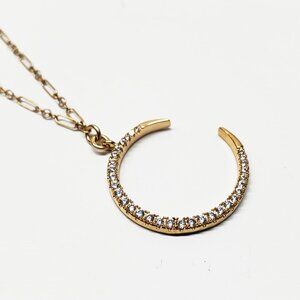Delicate Crescent Moon Delicate Necklace Cubic Zirconia 14K Gold Filled